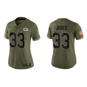 Aaron Jones Women's Green Bay Packers Olive 2022 Salute To Service Limited Jersey