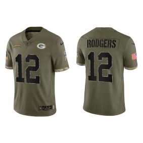 Aaron Rodgers Green Bay Packers Olive 2022 Salute To Service Limited Jersey