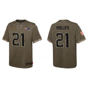 Adrian Phillips Youth New England Patriots Olive 2022 Salute To Service Limited Jersey