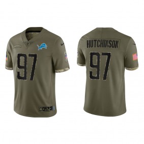 Aidan Hutchinson Detroit Lions Olive 2022 Salute To Service Limited Jersey