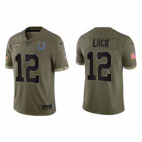 Andrew Luck Indianapolis Colts Olive 2022 Salute To Service Limited Jersey