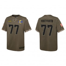 Andrew Whitworth Youth Los Angeles Rams Olive 2022 Salute To Service Limited Jersey