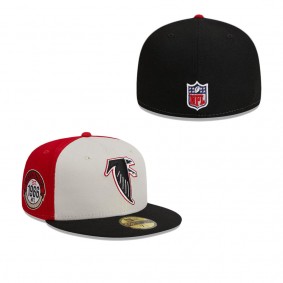 Men's Atlanta Falcons Cream Black 2023 Sideline Historic 59FIFTY Fitted Hat