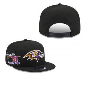 Men's Baltimore Ravens Black Icon 9FIFTY Snapback Hat