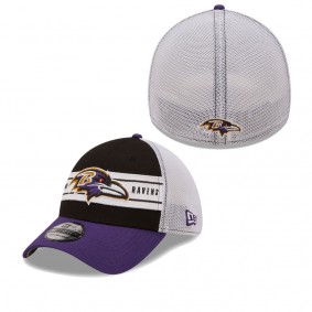 Men's Baltimore Ravens Black Purple Team Banded 39THIRTY Flex Hat