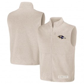 Baltimore Ravens NFL x Darius Rucker Full-Zip Sweater Vest Oatmeal
