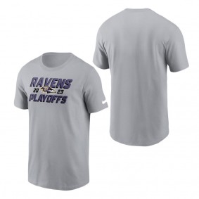 Men's Baltimore Ravens Gray 2023 NFL Playoffs Iconic T-Shirt