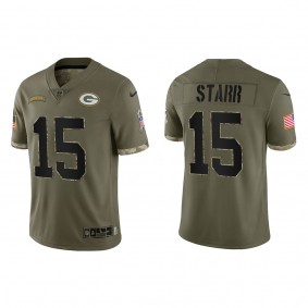 Bart Starr Green Bay Packers Olive 2022 Salute To Service Limited Jersey