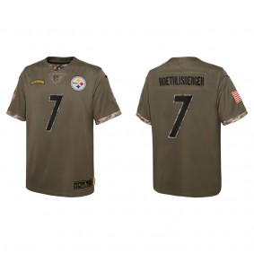 Ben Roethlisberger Youth Pittsburgh Steelers Olive 2022 Salute To Service Limited Jersey