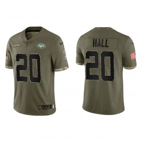 Breece Hall New York Jets Olive 2022 Salute To Service Limited Jersey