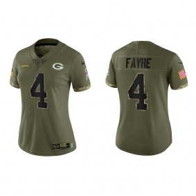 Brett Favre Women's Green Bay Packers Olive 2022 Salute To Service Limited Jersey