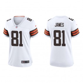 Women's Cleveland Browns Jesse James White Game Jersey