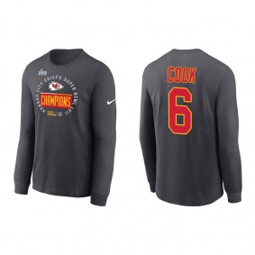 Bryan Cook Kansas City Chiefs Anthracite Super Bowl LVII Champions Locker Room Trophy Collection Long Sleeve T-Shirt