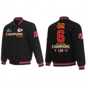 Bryan Cook Kansas City Chiefs Black Super Bowl LVII Champions Team Reversible Wool Full Snap Jacket