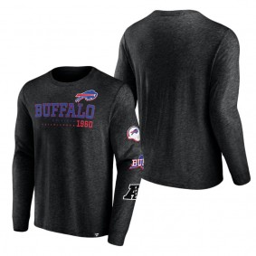 Men's Buffalo Bills Heather Black High Whip Pitcher Long Sleeve T-Shirt