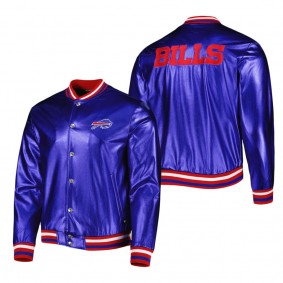 Men's Buffalo Bills The Wild Collective Blue Metallic Bomber Full-Snap Jacket