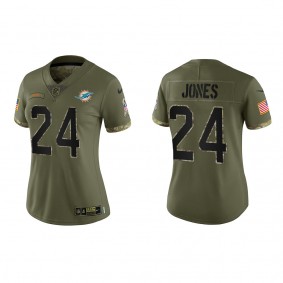 Byron Jones Women's Miami Dolphins Olive 2022 Salute To Service Limited Jersey