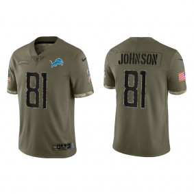 Calvin Johnson Detroit Lions Olive 2022 Salute To Service Limited Jersey