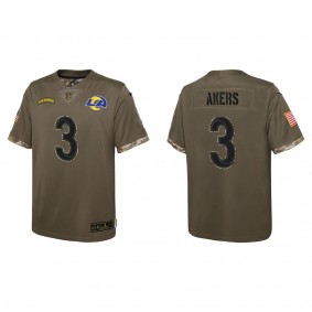 Cam Akers Youth Los Angeles Rams Olive 2022 Salute To Service Limited Jersey