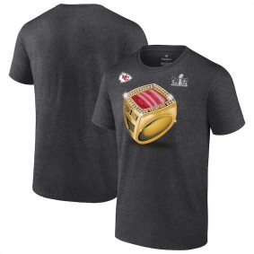 Men's Kansas City Chiefs Heather Charcoal Super Bowl LVIII Champions Ring Season T-Shirt