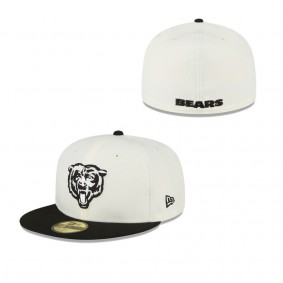 Men's Chicago Bears Cream Black Chrome Collection 59FIFTY Fitted Hat