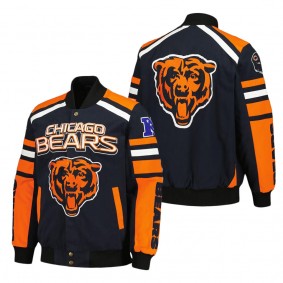 Men's Chicago Bears G-III Sports by Carl Banks Navy Power Forward Racing Full-Snap Jacket