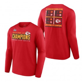 Men's Kansas City Chiefs Red Super Bowl LVII Champions Scoreboard Showcase Long Sleeve T-Shirt