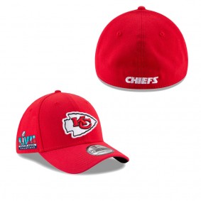 Men's Kansas City Chiefs Red Super Bowl LVII Champions Side Patch 39THIRTY Flex Hat