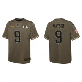 Christian Watson Youth Green Bay Packers Olive 2022 Salute To Service Limited Jersey