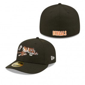 Men's Cincinnati Bengals Black Omaha Throwback Low Profile 59FIFTY Fitted Hat
