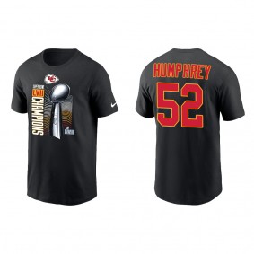 Creed Humphrey Kansas City Chiefs Black Super Bowl LVII Champions Lombardi Trophy T-Shirt