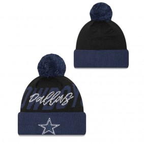 Men's Dallas Cowboys Navy Black Confident Cuffed Knit Hat with Pom