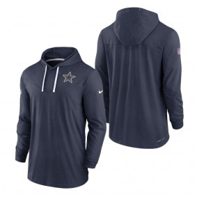 Men's Dallas Cowboys Navy Sideline Pop Performance Pullover Long Sleeve Hoodie T-Shirt