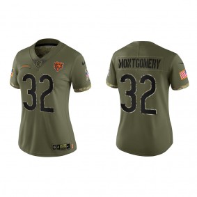 David Montgomery Women's Chicago Bears Olive 2022 Salute To Service Limited Jersey
