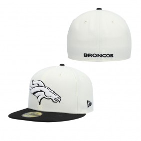 Men's Denver Broncos Cream Black Chrome Collection 59FIFTY Fitted Hat