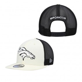 Men's Denver Broncos Cream Black Chrome Collection 9FIFTY Trucker Snapback Hat