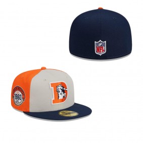 Men's Denver Broncos Cream Navy 2023 Sideline Historic 59FIFTY Fitted Hat