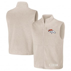 Denver Broncos NFL x Darius Rucker Full-Zip Sweater Vest Oatmeal