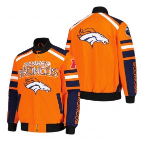 Men's Denver Broncos G-III Sports by Carl Banks Orange Power Forward Racing Full-Snap Jacket
