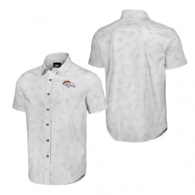 Men's Denver Broncos NFL x Darius Rucker Collection by Fanatics White Woven Short Sleeve Button Up Shirt