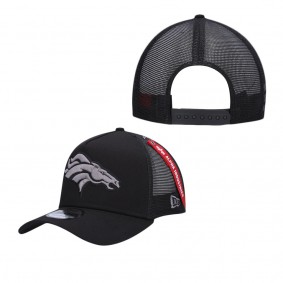 Men's Denver Broncos x Alpha Industries Black A-Frame 9FORTY Trucker Snapback Hat
