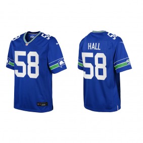 Derick Hall Youth Seattle Seahawks Royal Throwback Game Jersey
