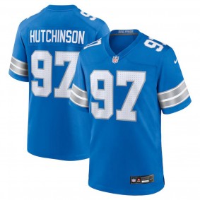 Men's Detroit Lions Aidan Hutchinson Blue Game Jersey