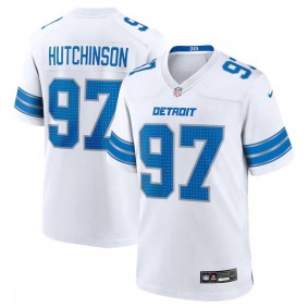 Men's Detroit Lions Aidan Hutchinson White Game Jersey