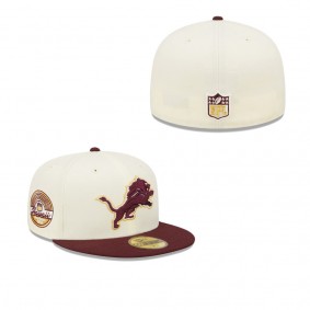 Men's Detroit Lions Cream Maroon Gridiron Classics 1980 Hawaii Pro Bowl Exclusive 59FIFTY Fitted Hat