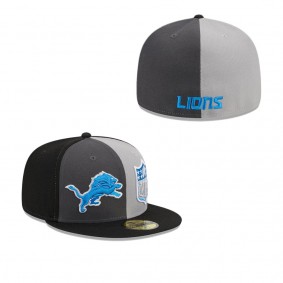 Men's Detroit Lions Gray Black 2023 Sideline 59FIFTY Fitted Hat