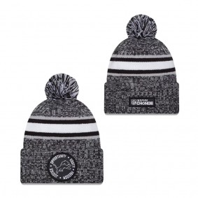 Men's Detroit Lions Heather Black 2023 Inspire Change Cuffed Knit Hat With Pom
