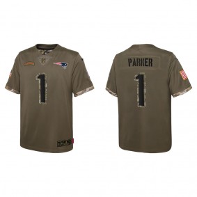 DeVante Parker Youth New England Patriots Olive 2022 Salute To Service Limited Jersey