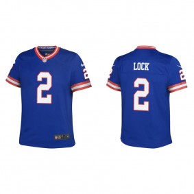 Youth New York Giants Drew Lock Royal Classic Game Jersey