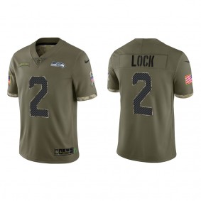 Drew Lock Seattle Seahawks Olive 2022 Salute To Service Limited Jersey